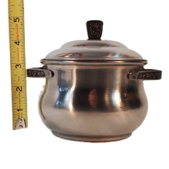 Vintage Stainless Steel Server Pot w/ Scroll Handles Carefree Monterey Holloware - Picture 6 of 7